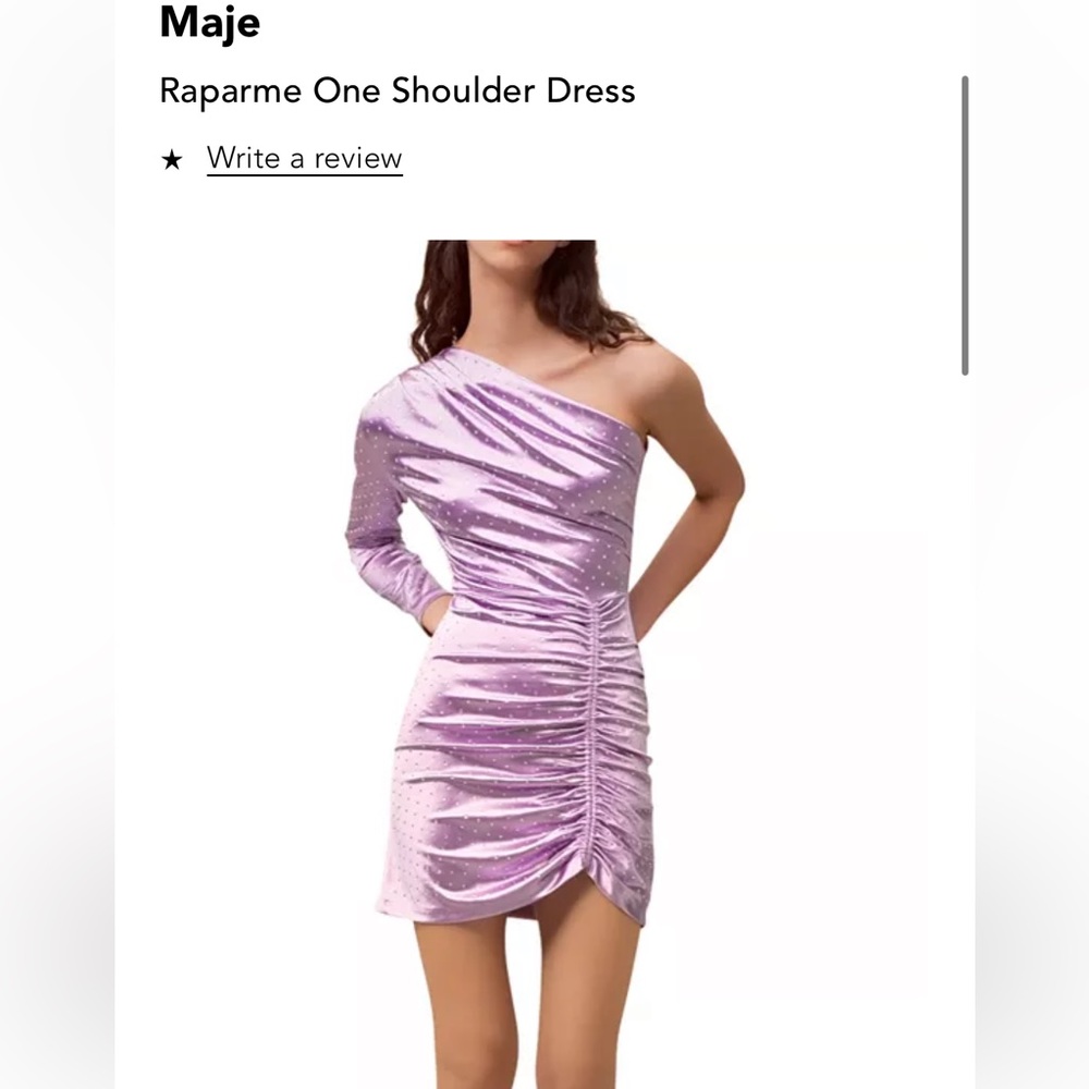 Make purple one shoulder rhinestone mini dress